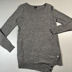 Ann Taylor Sweater Womens Small Gray Merino Wool Cashmere Blend Tunic Pullover